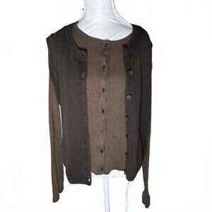 Old Navy/gap grunge cottage teacher bundle Brown Button Up and vest Large Tall